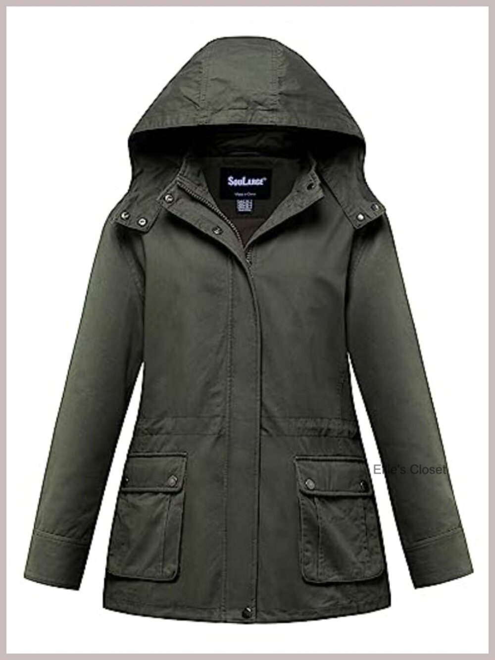 Plus Size Military Cotton Jacket with Detachable Hood